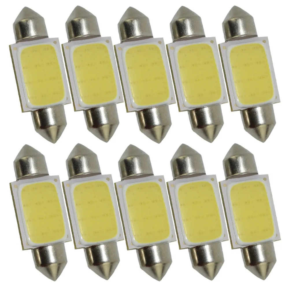 

10x Festoon 31mm 36mm 39mm 41mm car COB LED Bulb C5W C10W White Color Car Dome reading Map Light Auto Interior Lamp DC12V