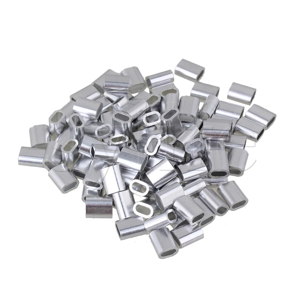 M3 Sliver Color Aluminum Clip Oval Wire Rope Ferrule Clamp Pack of 100