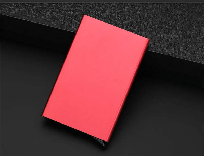 Чехол для визиток из алюминиевого сплава металлическая коробка RFID Блокировка минималистичный держатель для кредитных карт Повседневная модная сумка для карт - Цвет: Красный