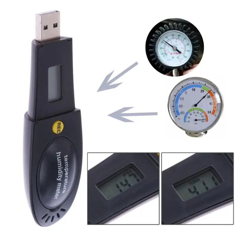 

Display Barometric Pressure Temperature Humidity Data Meter Logger LCD USB Interface Practical Barometric Hygrometer Thermometer
