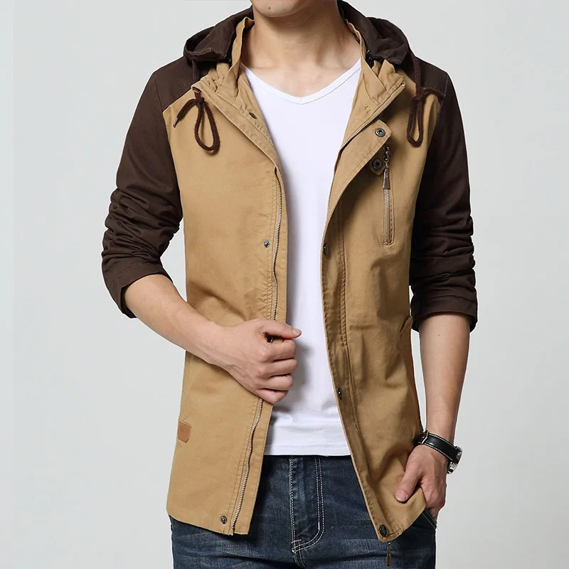 2015 4XL Casual Men Coats Winter Military Style Zipper Hat Jackets For ...