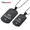 Uloveido-Colgante de acero inoxidable con forma de pareja, collar negro, medallón, SN139 ► Foto 1/4