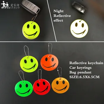 

Cute smile face Reflective keychain bag pendant accessories keyrings for traffic visible safety use 65mm