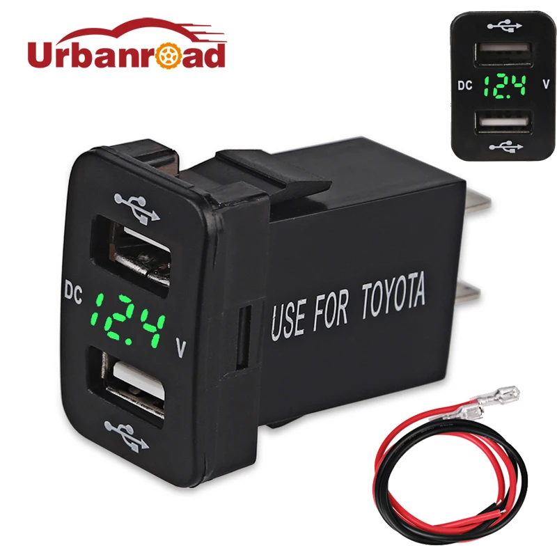 Urbanroad Dc 12 В USB розетка зарядное устройство измеритель напряжения вольтметр прикуриватель 2 порта адаптер питания интерфейс зарядное устройство для Toyota