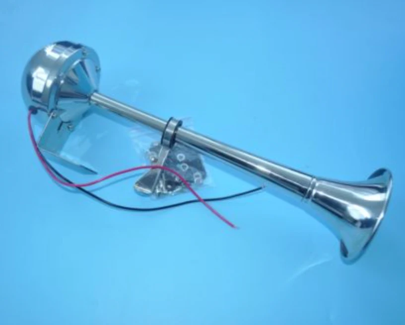 

12v Marine Boat Stainless Steel Single Trumpet Horn , Low Tone, 16-1/8"