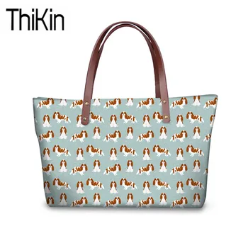 

THIKIN Handbags Women King Charles Spaniel Printing Hand Bag Ladies Top-Handle Bags for Females Large Shoulder Tote Bag Bolsa
