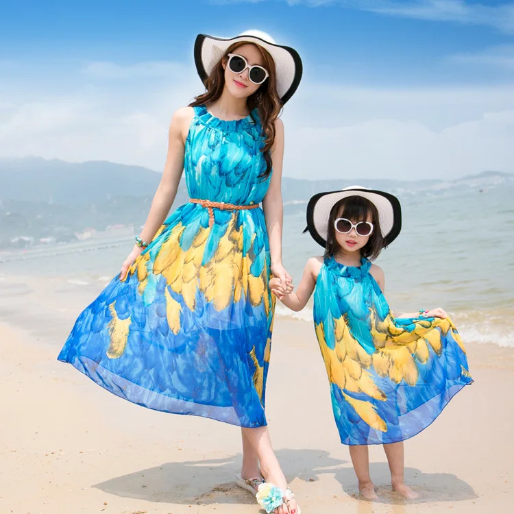 Keluarga Dipasang Ibu Putri Dresses Pakaian Gaun Bohemian Resor Tepi Pantai Gaun Musim Panas Gaya Nasional Mother Daughter Dresses Daughter Dressfamily Fitted Aliexpress