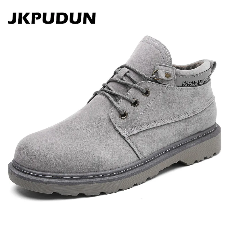 JKPUDUN Work Safety Tooling Boots Men Luxury Brand Italian Fashion Ankle Boots For Men Lace Up