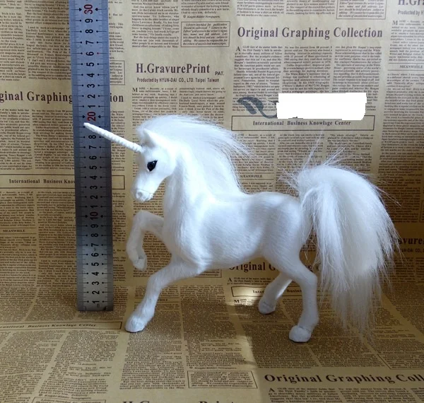 Circa 25X6X19Cm Modello Unicorno Bianco Polietilene E Pellicce Unicorno Artigianato Prop, Decorazione Della Casa Regalo A1625