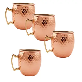 

6pcs 550ml(18.60oz) Stainless Steel Beer Cup Moscow Mule Mug Copper Mug Rose Gold Hammered Copper Plated Drinkware