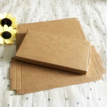 

14.9x7.7x1.1cm Brown Kraft Paper Box For Jewelry Gift Box Packaging Candy Wedding Display Boxes Diy Necklace Rings Storage 20pcs