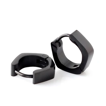 

Alisouy 1pair Rhombus Pentagon Octagon Prevent allergy 316L Stainless Steel Men Women eardrop Hoop Earrings ear clip