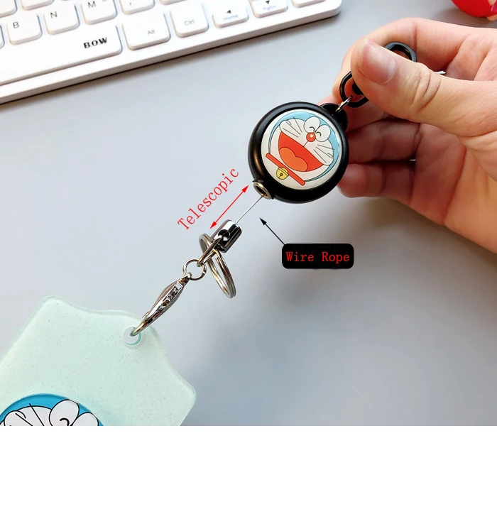 Cute Telescopic Keychain Acrylic Card Holder ID Badge Student Nurse Credit ID Badge Holder Retractable Credential Holder Cartoon