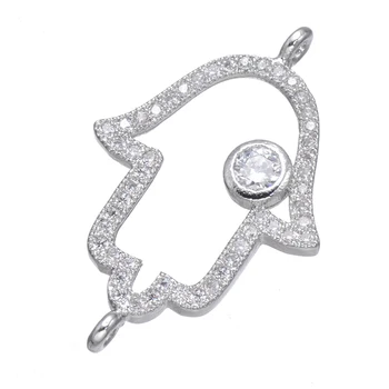 

5 pieces Jewelry Vintage Zircon Hamsa Charms For Bracelets & Necklaces Cute Copper Micro Pave Czech Charms Connectors Diy Gift