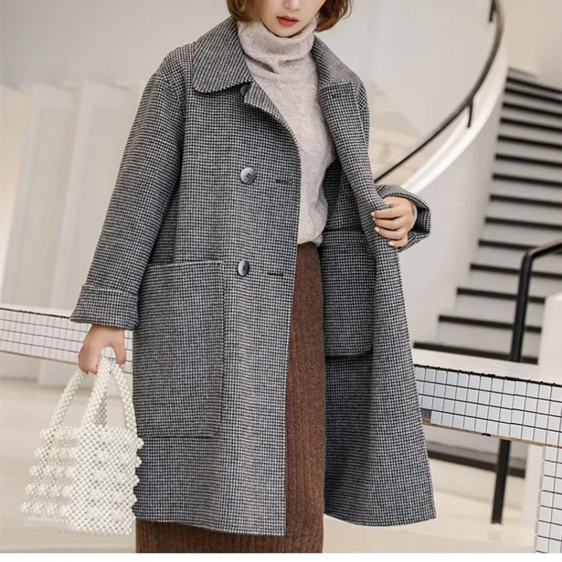 

Hand-made Double-side Cashmere Overcoat Women's Slap-up Double Breasted Wollen Coats Imported From Australia Woolen Overcoat