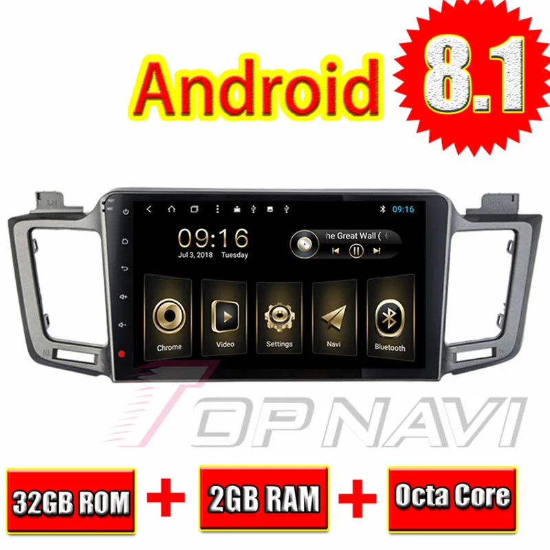 Topnavi 10 1 &quotВосьмиядерный Android 8 Автомобильный GPS для Toyota RAV4 2013 2014 2015 2016 Авторадио