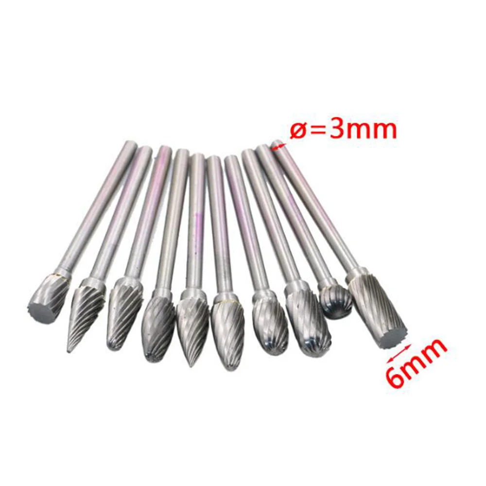 Prostormer 10pcs/set Tungsten Carbide Burs Steel Dental Burs Set Diamond Burs Dental Lab Material Tungsten Steel Grinding Head 