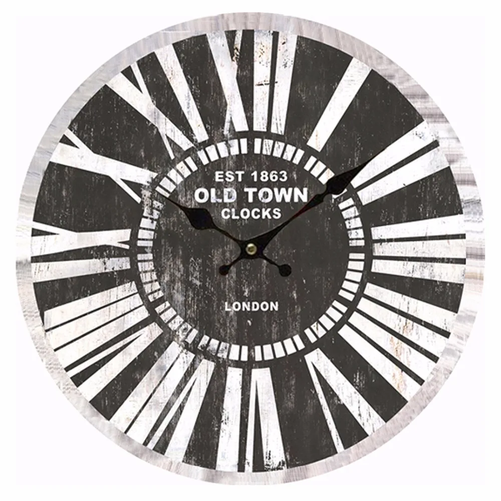 

Large Vintage Wall Clock Home Decoration Shabby Chic Rustic Antique Style Roman Number Living Room Hanging Clocks Decor Gift