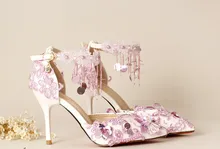 Purple tassel paillette wristband bridal Shoes Ultra High Heels Thin heels Formal Dress Shoes Women s