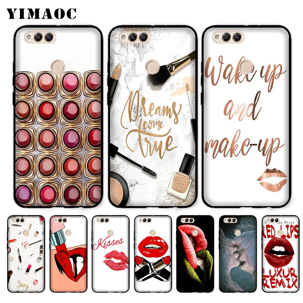

YIMAOC Makeup Cosmetics Lipstick Soft Case for Huawei Honor Note 10 9 Lite 8C 8X 8 Lite 7X 7A 3GB Pro 7C 6A