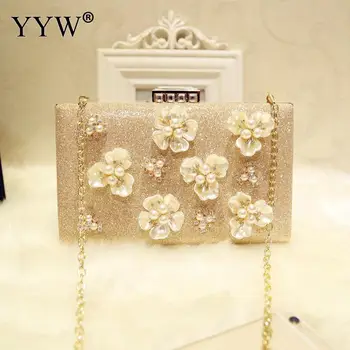 

Elegant 2018 High Quality Women Sequined Flowers Evening Bags Mini Wedding Dinner Bags Luxury Clutch Purse Sac Main Femme yyw