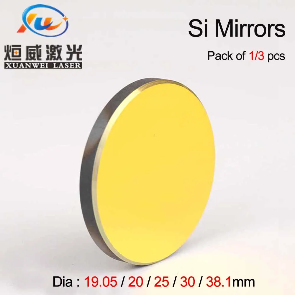

Si Mirror Dia. 19 20 25 30 38.1 mm Gold-Plated Silicon for CO2 Laser Engraving Cutting Machine Si Reflective Lens Reflector