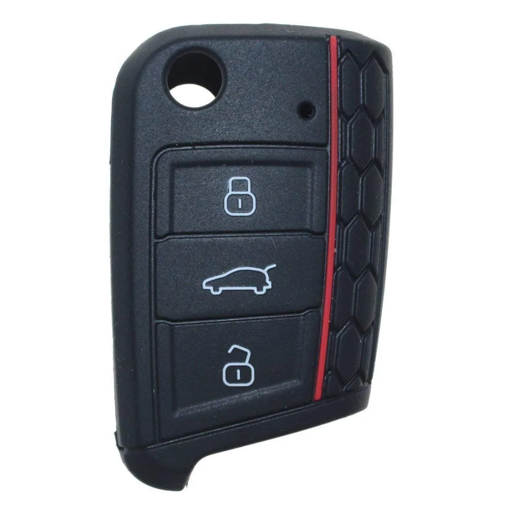 

Honeycomb Silicone Key Cover Case for VW LEON 5F SC ST Golf 7 MK7 Seat Folding Flip Style 1pc 3 Buttons Black
