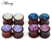 Alisouy, 2 шт, деревянные пробки и тоннели, ювелирные изделия, беруши, пирсинг, корпус из палисандра, ювелирные изделия, секс-пирсинг, стразы, ушные датчики, 10-20 мм