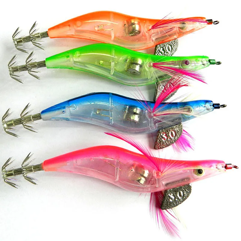 10.5CM 15G 3.0 artificial Night Fishing Squid Jigs Lures LED Electronic Luminous Shrimp Lure