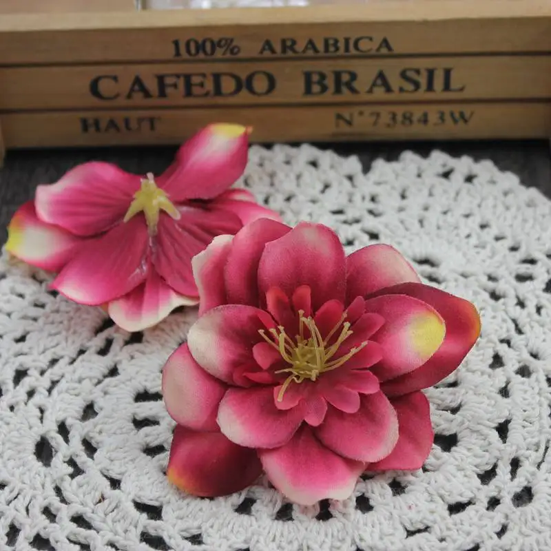 red 1 шт., искусственное украшение, маленькая синяя голова дикого цветка, сделай сам, шелковые свадебные цветы, украшение для дома, высокое качество - Цвет: red