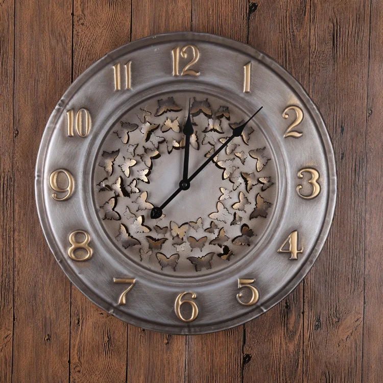 

Large Metal Wall Clock Modern Design Classic 3D Stickers European Retro Style Hanging Watch Wall Clocks Home Decor Silent