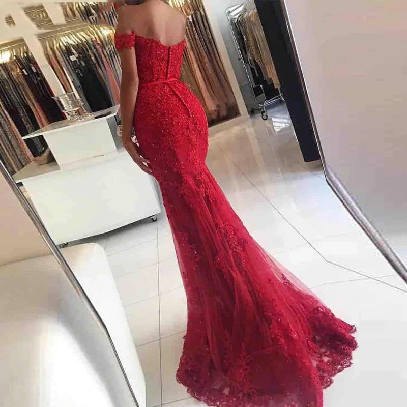 Vestido longo темно зеленые вечерние платья 2020 Русалка с открытыми плечами платье для