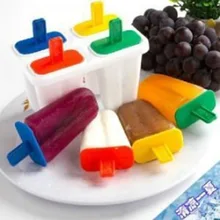 4 ячейки форма для изготовления мороженого PP замороженный кубик льда машина для изготовления палочек Popsicle леденец форма DIY цветное Мороженое Инструменты желтый