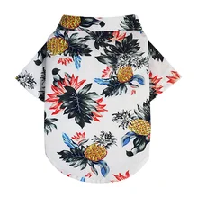 Летняя Пляжная рубашка с милым принтом собаки Гавайи пляжная Повседневная рубашка туристическая с ананасом Фламинго короткий рукав маленькая собака блуза с принтом кошки