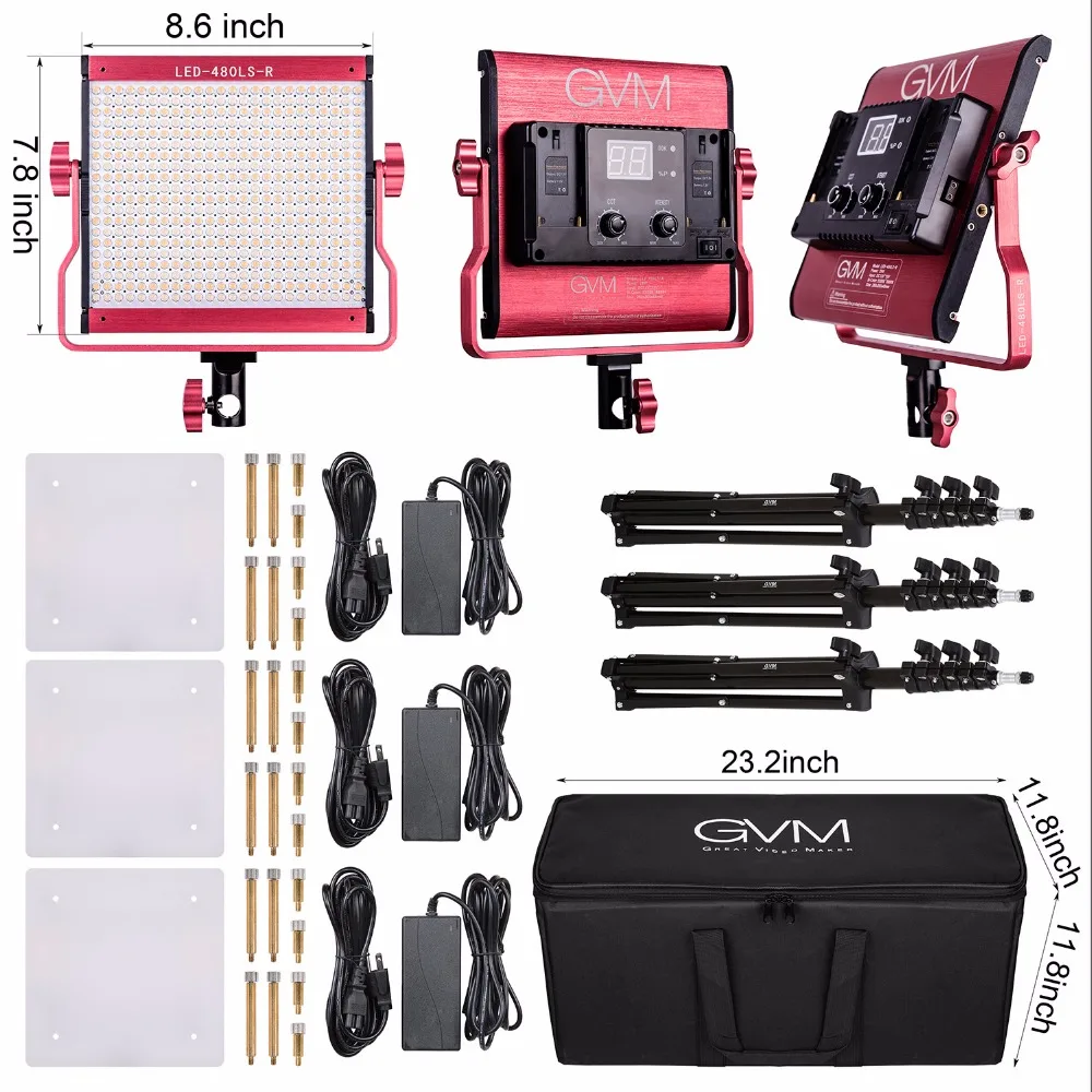 

GVM 480 LED Photography Light Kit Dimmable 2300K-6800K CRI97 LED Video Light For Outdoor Interview Studio Portrait Shooting