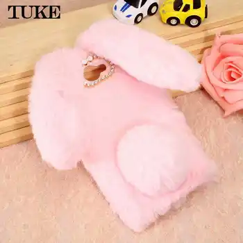 

TUKE Luxury Coque Fundas Phone Case for Huawei y7 Y 7 Protection Shell Fluffy Rabbit Fur Silicon Phone Case For huawei Y7