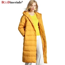 BOoDinerinle, европейский стиль, зимний женский желтый пуховик, Женская Классическая Свободная куртка в форме кокона, большие размеры 7XL, пальто YR167