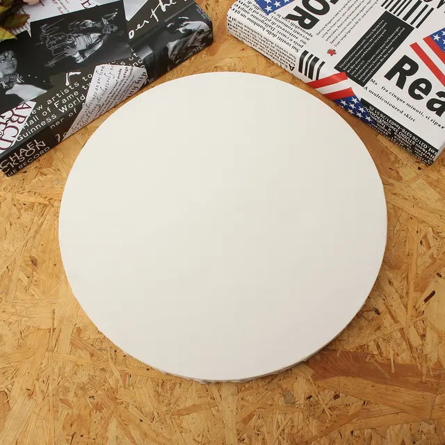 KIWARM Artist Round Circle Canvas Blank White Cotton Acrylic Primed Oil Painting Panels Home