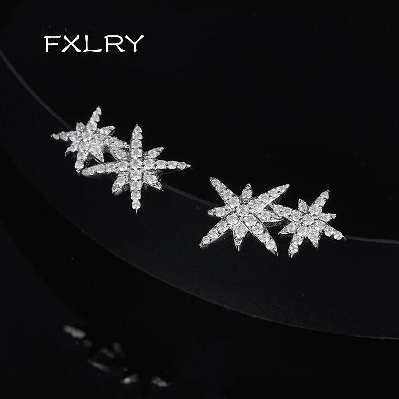 FXLRY Новое поступление модные женские серебряные серьги гвоздики с микро
