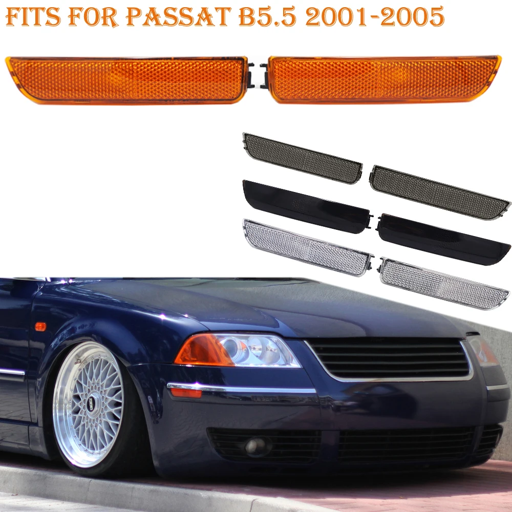 

Fits For Passat B5.5 2001-2005 Front Corner Bumper Side Marker Turn Signal Light Amber Black Smoke White Lens