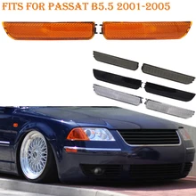 Fits para passat b5.5 2001-2005 canto dianteiro pára-choques marcador lateral turn signal luz âmbar fumaça preta lente branca