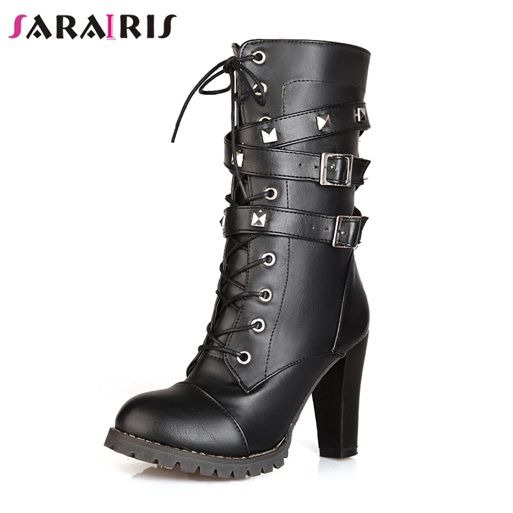 Sarairis Big Size 33 48 Women Punk Rivet Motorcycle Boots Winter Fur Shoes Woman Autumn High Heel Platform Footwear Buckle Botas huismerk kopen in de aanbieding Sarairis Big Size 33 48 Women Punk Rivet Motorcycle Boots Winter Fur Shoes Woman Autumn High Heel Platform Footwear Buckle Botas huismerk kopen in de aanbieding