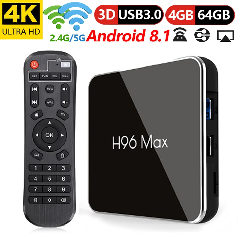 H96Max X2 Android 8.1 Smart TV BOX Amlogic S905X2 LPDDR4 Quad Core 4GB 64GB 2.4G&5GHz Wifi BT USB3. H.265 4K Set top box X96 Max H96Max X2 Android 8.1 Smart TV BOX Amlogic S905X2 LPDDR4 Quad Core 4GB 64GB 2.4G&5GHz Wifi BT USB3. H.265 4K Set top box X96 Max