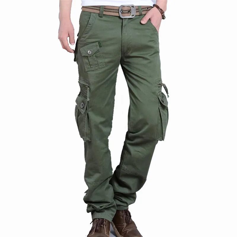 

MORUANCLE Men's Cargo Pants With Multi Pockets Military Style Tactical Trousers For Male Outerwear Baggy Loose Fit Size 28-40