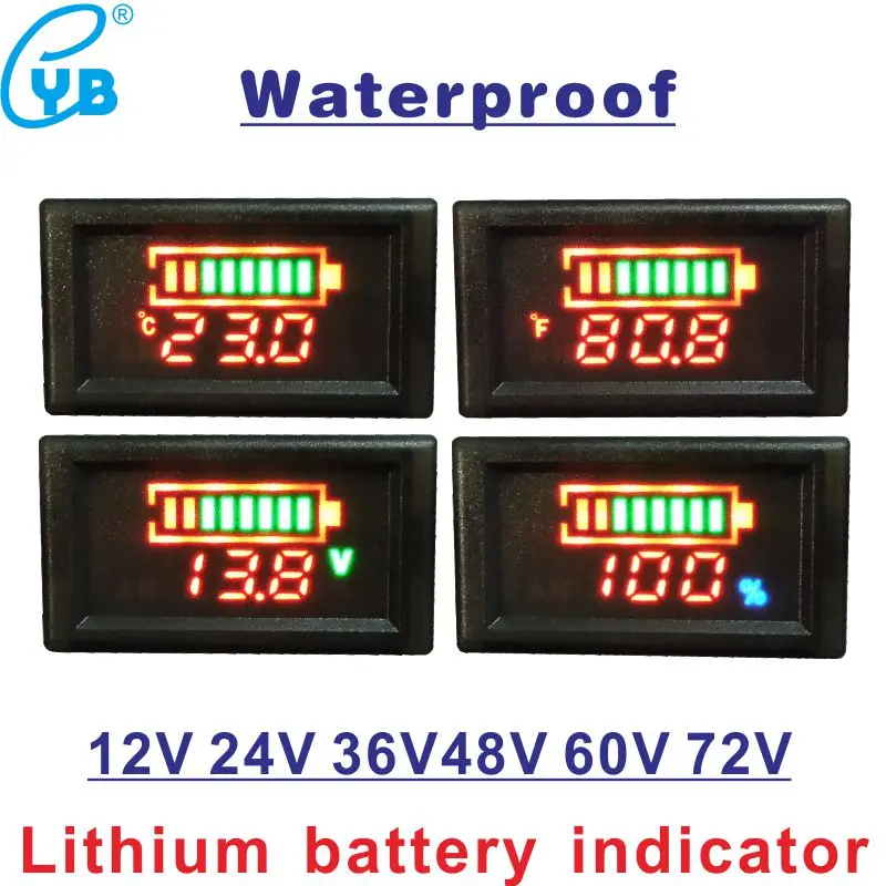12V/24V/36V/48V Batterie Kapazität Voltmeter Spannung LCD Anzeige Volt  Monitor