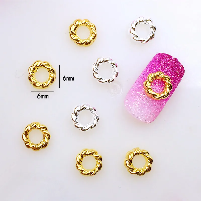 

50pcs/pack Japan New 3D Nail Art Decoration Metal Nail Supplies Alloy Hollow Circle Nail Accessories DIY Charm Nail Tools