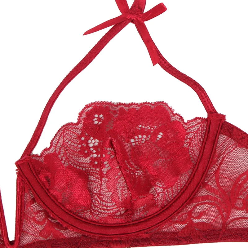 Transparent Sexy Lingerie Set Lace Garter Belt Panties Sexy Bra Set Bra Open Cup Plus Size Lingerie Sexy Hot Erotic Underwear