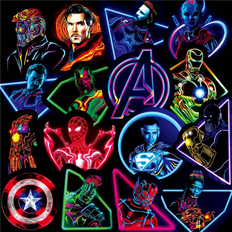 

60Pcs Marvel Avengers Stickers for Laptop Car Fridge Suitcase Guitar Motorcycle Bicycle Decals Superhero Action Figure Toys