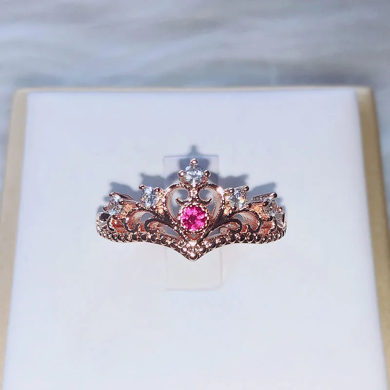 Стильные Кольца в виде короны принцессы для женщин, роскошные модные ювелирные изделия из розового и белого золота, подарок для девочек, KBR212-M