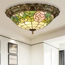Средиземноморский стеклянный светодиодный потолочный светильник для спальни, мозаики, потолочные светильники для кабинета, богемная кухня, потолочная лампа для гостиной